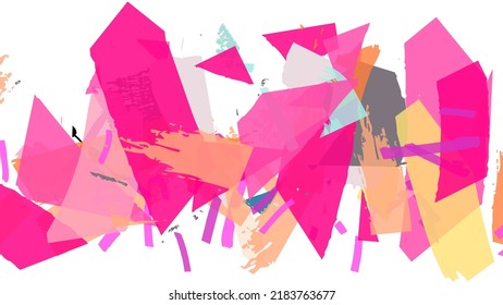 Abstract vector background with colorful bright rough random grange textured shapes. Artistic poster design template. Collage art. Digital craft paper overlap on white. Constriction paper banner.