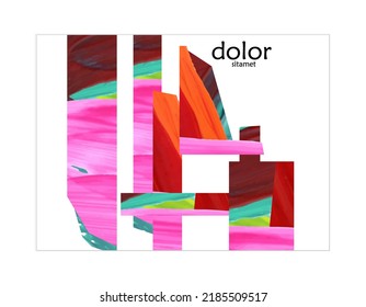 Abstract vector background with colorful bright acrylic textured shapes. Artistic poster design template. Collage art. Digitally painted paper rectangles overlap on white. Constriction paper banner.