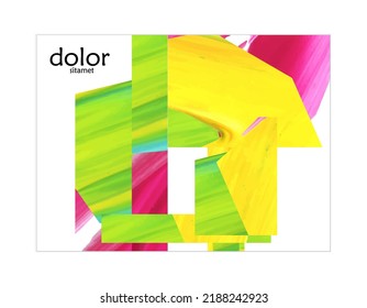 Abstract vector background with colorful bright acrylic textured shapes. Artistic poster design template. Collage art. Digitally painted paper rectangles overlap on white. Constriction paper banner.