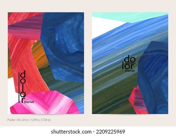 Resumen de fondo vectorial con coloridas formas acrílicas brillantes texturadas. Plantilla de diseño de afiches artísticos. Cartel de pintura digital de arte de collage dibujado a mano. Diseño universal con salpicadura de pincel.