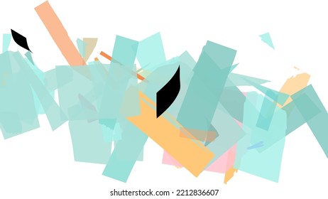 Abstract vector background with colorful bright rough random grange textured shapes. Artistic poster design template. Collage art. Digital craft paper overlap on white. Constriction paper banner.