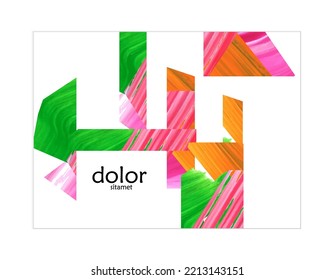 Abstract vector background with colorful bright acrylic textured shapes. Artistic poster design template. Collage art. Digitally painted paper rectangles overlap on white. Constriction paper banner.