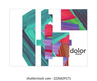 Abstract vector background with colorful bright acrylic textured shapes. Artistic poster design template. Collage art. Digitally painted paper rectangles overlap on white. Constriction paper banner.