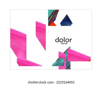 Abstract vector background with colorful bright acrylic textured shapes. Artistic poster design template. Collage art. Digitally painted paper rectangles overlap on white. Constriction paper banner.