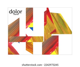 Abstract vector background with colorful bright acrylic textured shapes. Artistic poster design template. Collage art. Digitally painted paper rectangles overlap on white. Constriction paper banner.