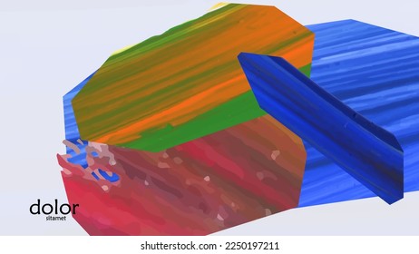 Abstract vector background with colorful bright acrylic textured shapes. Artistic cover design template. Hand drawn collage art digital paint wallpaper. Universal layout with brush stroke elements.