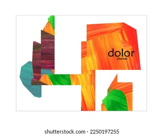 Abstract vector background with colorful bright acrylic textured shapes. Artistic poster design template. Collage art. Digitally painted paper rectangles overlap on white. Constriction paper banner.