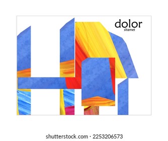 Abstract vector background with colorful bright acrylic textured shapes. Artistic poster design template. Collage art. Digitally painted paper rectangles overlap on white. Constriction paper banner.