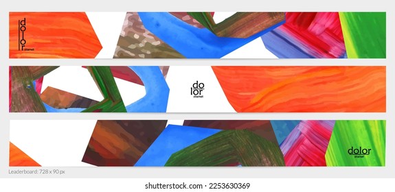 Resumen de fondo vectorial con coloridas formas acrílicas brillantes texturadas. Plantilla de diseño artístico de tablero de mandos. Cartel de pintura digital de arte de collage dibujado a mano. Diseño universal con salpicadura de pincel.