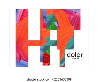 Abstract vector background with colorful bright acrylic textured shapes. Artistic poster design template. Collage art. Digitally painted paper rectangles overlap on white. Constriction paper banner.