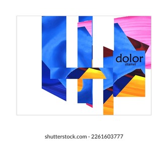 Abstract vector background with colorful bright acrylic textured shapes. Artistic poster design template. Collage art. Digitally painted paper rectangles overlap on white. Constriction paper banner.