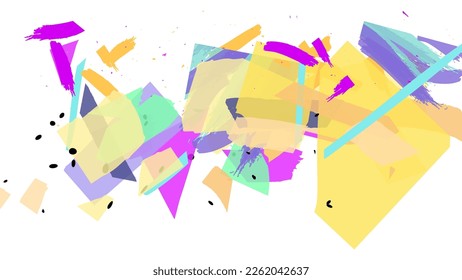 Abstract vector background with colorful bright rough random grange textured shapes. Artistic poster design template. Collage art. Digital craft paper overlap on white. Constriction paper banner.