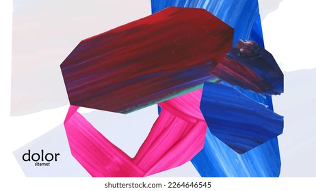 Abstrakter Vektorhintergrund mit bunten, hellen Acryl-strukturierten Formen. Designvorlage für künstlerische Cover. Handgezeichnete Collage Art digitale Tapete. Universelles Layout mit Pinselstrich-Elementen.