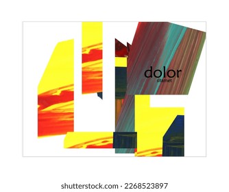 Abstract vector background with colorful bright acrylic textured shapes. Artistic poster design template. Collage art. Digitally painted paper rectangles overlap on white. Constriction paper banner.