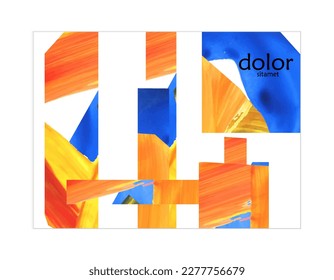 Abstract vector background with colorful bright acrylic textured shapes. Artistic poster design template. Collage art. Digitally painted paper rectangles overlap on white. Constriction paper banner.