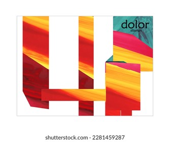 Abstract vector background with colorful bright acrylic textured shapes. Artistic poster design template. Collage art. Digitally painted paper rectangles overlap on white. Constriction paper banner.