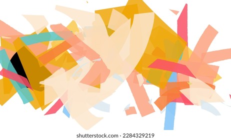 Abstract vector background with colorful bright rough random grange textured shapes. Artistic poster design template. Collage art. Digital craft paper overlap on white. Constriction paper banner.