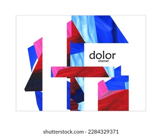 Abstract vector background with colorful bright acrylic textured shapes. Artistic poster design template. Collage art. Digitally painted paper rectangles overlap on white. Constriction paper banner.