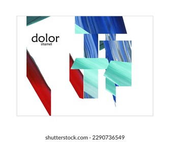 Abstract vector background with colorful bright acrylic textured shapes. Artistic poster design template. Collage art. Digitally painted paper rectangles overlap on white. Constriction paper banner.