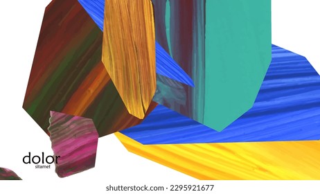 Resumen de fondo vectorial con coloridas formas acrílicas brillantes texturadas. Plantilla de diseño de portada artística. Papel pintado de pintura digital con dibujos a mano. Diseño universal con elementos de trazo de pincel.