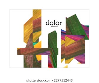 Abstract vector background with colorful bright acrylic textured shapes. Artistic poster design template. Collage art. Digitally painted paper rectangles overlap on white. Constriction paper banner.