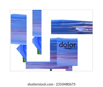 Abstract vector background with colorful bright acrylic textured shapes. Artistic poster design template. Collage art. Digitally painted paper rectangles overlap on white. Constriction paper banner.