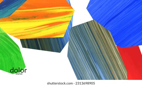 Resumen de fondo vectorial con coloridas formas acrílicas brillantes texturadas. Plantilla de diseño de portada artística. Papel pintado de pintura digital con dibujos a mano. Diseño universal con elementos de trazo de pincel.