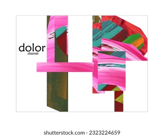 Abstract vector background with colorful bright acrylic textured shapes. Artistic poster design template. Collage art. Digitally painted paper rectangles overlap on white. Constriction paper banner.