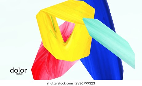 Abstract vector background with colorful bright acrylic textured shapes. Artistic cover design template. Hand drawn collage art digital paint wallpaper. Universal layout with brush stroke elements.