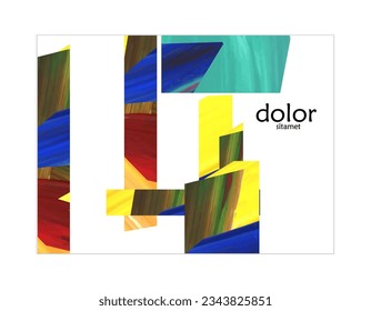 Abstract vector background with colorful bright acrylic textured shapes. Artistic poster design template. Collage art. Digitally painted paper rectangles overlap on white. Constriction paper banner.