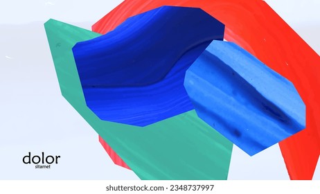 Abstract vector background with colorful bright acrylic textured shapes. Artistic cover design template. Hand drawn collage art digital paint wallpaper. Universal layout with brush stroke elements.