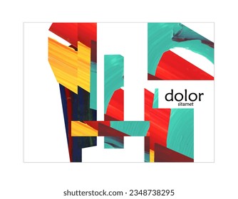 Abstract vector background with colorful bright acrylic textured shapes. Artistic poster design template. Collage art. Digitally painted paper rectangles overlap on white. Constriction paper banner.