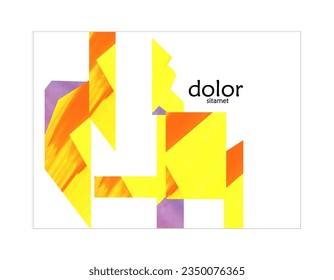 Abstract vector background with colorful bright acrylic textured shapes. Artistic poster design template. Collage art. Digitally painted paper rectangles overlap on white. Constriction paper banner.