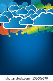 abstract vector background with colorful circles and clouds