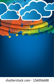 abstract vector background with colorful circles and clouds
