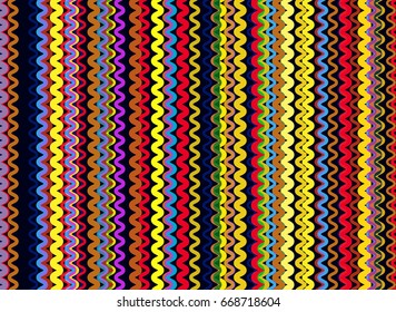 Abstract vector background. Colorful composition of regular striped wavy graphic elements.
