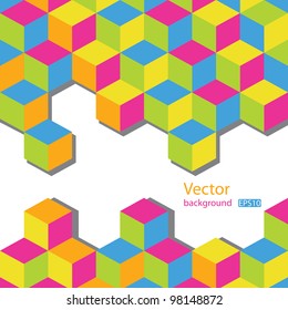 Abstract vector background. Colorful  cubes mosaic with white space for text. EPS10