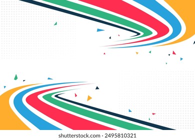 Abstract vector background with colorful curved lines. Perfect for sports related designs, olympic games