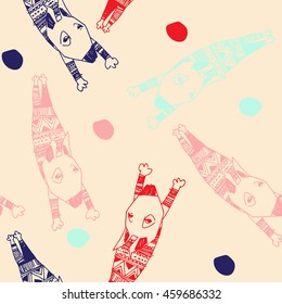 abstract vector background with colorful dog on a yellow