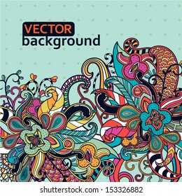 abstract vector background with colorful fantasy flowers