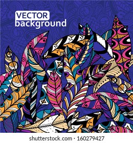 abstract vector background with colorful feathers