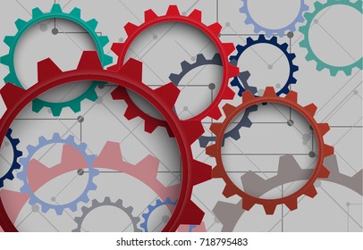 Abstract vector background. Colorful futuristic concept wallpaper. Clock gears abstract background. Modern wallpaper. Big close-up clock gear illustration. Abstract wallpaper. Modern template