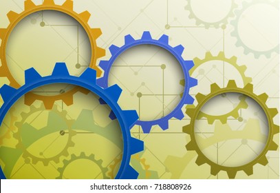 Abstract vector background. Colorful futuristic concept wallpaper. Clock gears abstract background. Modern wallpaper. 2018 trend style color. Template vector illustration with big clock color gears