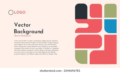 Vetor de fundo abstrato com formas geométricas coloridas e linhas curvas, ilustração vetorial