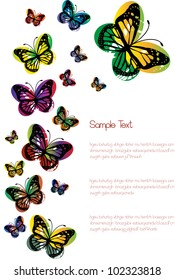 abstract vector background with colorful glossy gradient butterfly silhouettes and place for your text isolated on white background