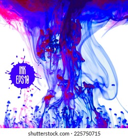 Abstract vector background, colorful ink in water. 