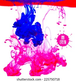 Abstract vector background, colorful ink in water. 