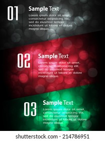 Abstract vector background, colorful lights elements. text box. Festive Christmas background. Elegant abstract background with bokeh defocused lights and stars 