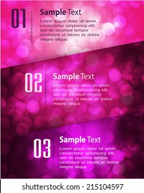 Abstract vector background, colorful lights elements. text box. Festive Christmas background. Elegant abstract background with bokeh defocused lights and stars 