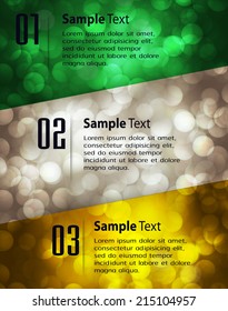 Abstract vector background, colorful lights elements. text box. Festive Christmas background. Elegant abstract background with bokeh defocused lights and stars 